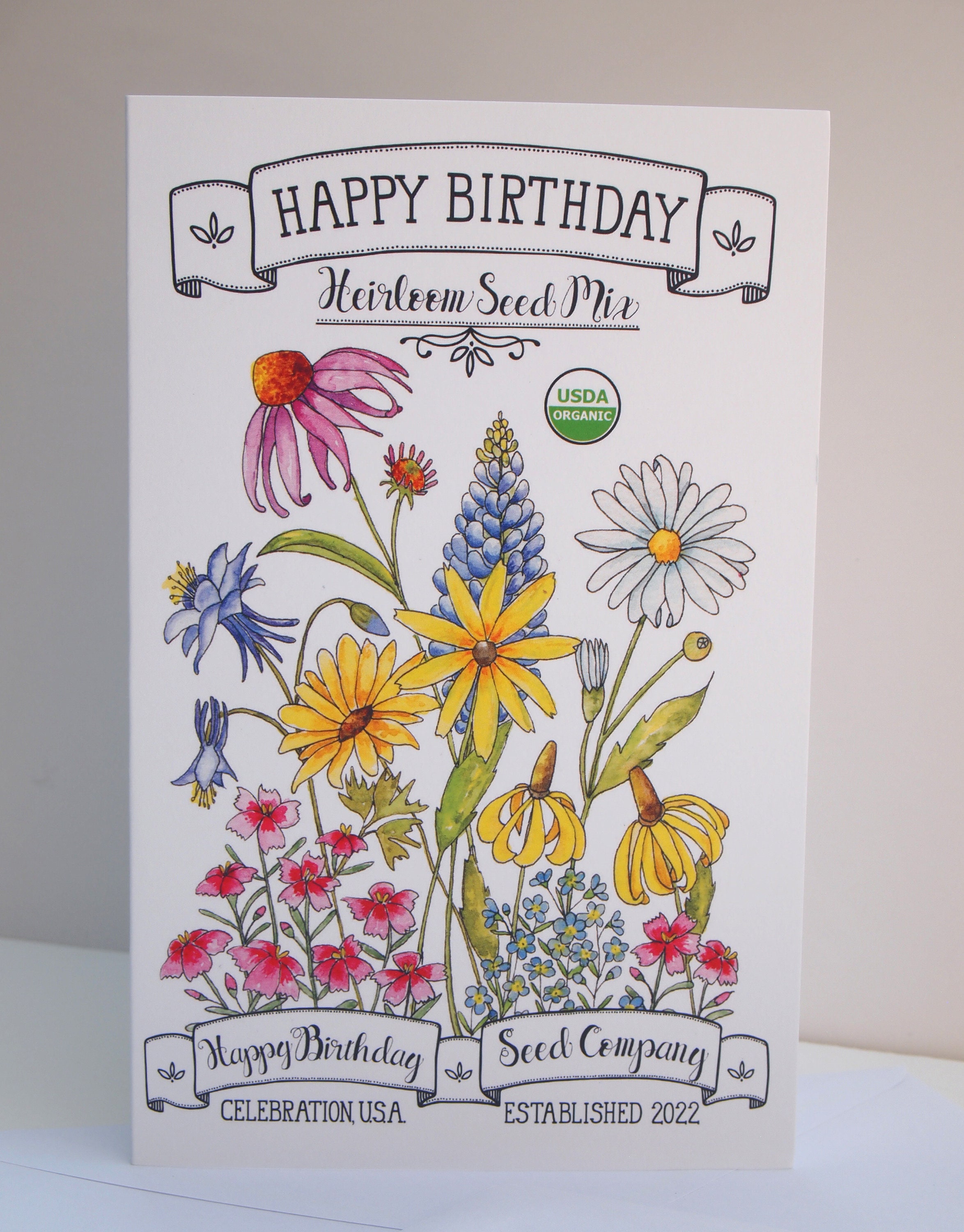 Gardener Birthday Card Hand Painted Unique Art Card Quality image