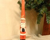 Hand carved Santa on turned wood baseball bat by Dan and Debbie Easley