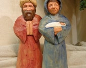 Hand carved Mary and Joseph nativity figures by Dan and Debbie Easley