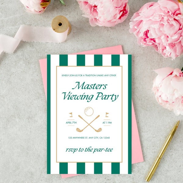 Masters Party Invitation Editable Canva Download