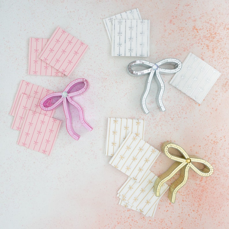 Bonjour Fête Bow Cocktail Napkins - Thumbnail 3