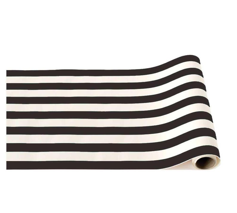 Black Noir Signature Cabana Stripe Table Runner - Thumbnail 3