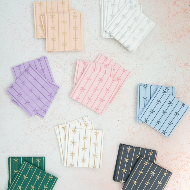 Bow Cocktail Napkins, Small Blue - Thumbnail 2