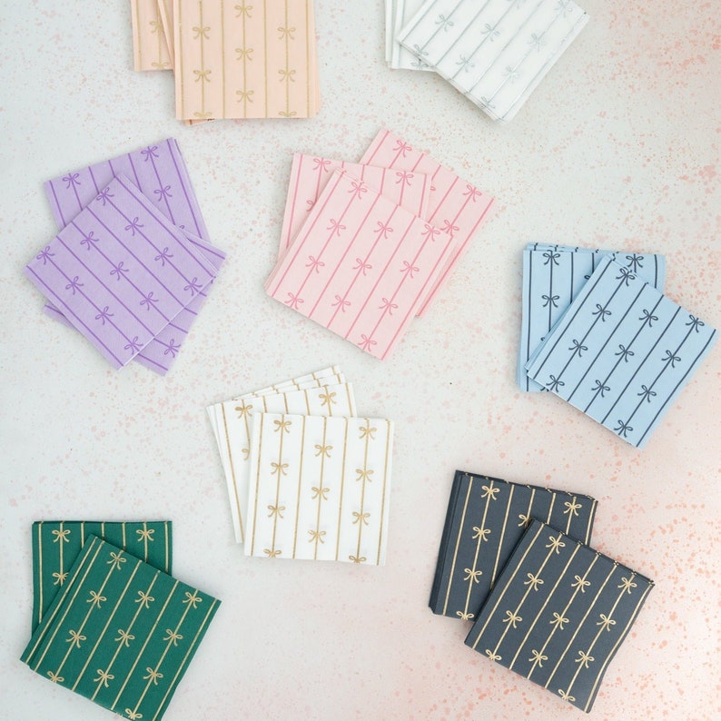 Bonjour Fête Bow Cocktail Napkins - Thumbnail 3