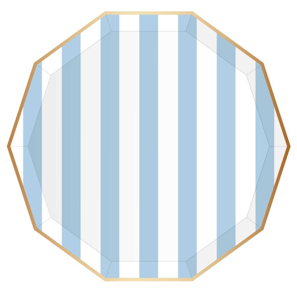 Sky Blue Signature cabana stripe Plates