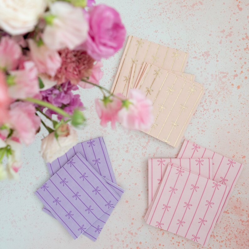 Bow Cocktail Napkins, Small Blue - Thumbnail 3