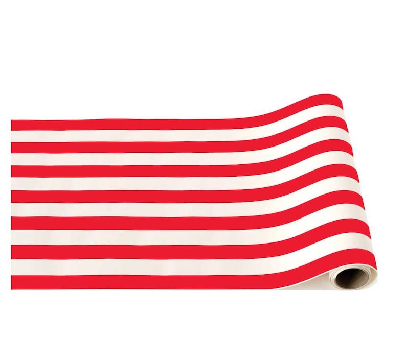 Cherry Red Signature Cabana Stripe Table Runner - Thumbnail 2