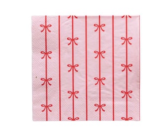 Pink & Red Bow Dinner Napkins