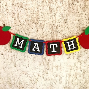 Math Banner, Classroom Decor, Teacher Classroom Sign, Bulletin Board, Back To School Banner, First Day of School, Math Poster