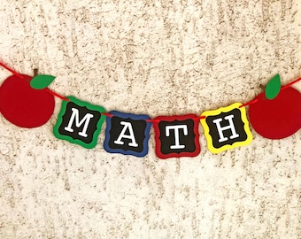 Striscione di matematica, decorazioni per l'aula, cartello per l'aula dell'insegnante, bacheca, striscione per il ritorno a scuola, primo giorno di scuola, poster di matematica