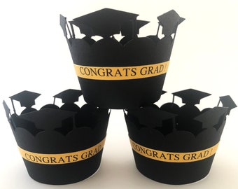 Graduation Cupcake Wrappers, Cupcake Liners, High School, College Graduation Party Decorations, Class of 2023 Wraps-24