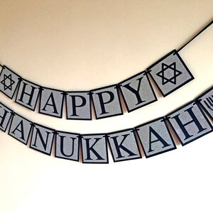 Happy Hanukkah Banner, Hanukkah Decorations, Hanukkah Garland, Jewish Sign, Holiday Banner, Hanukkah Sign, Menorah, Star of David