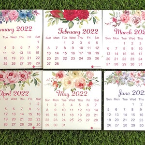 2024 Monthly Floral Desk Calendar, Office Decor, Desk Accessory, New Year Christmas Gift With Wooden Easel Stand image 2