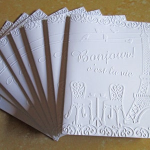 Tarjetas en relieve de París, tarjetas de felicitación, tarjetas de notas, tarjetas hechas a mano, tarjetas de notas en blanco, tarjetas de agradecimiento, juego de tarjetas de notas, tarjetas de notas en relieve
