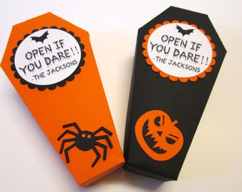 10 Halloween Treat Boxes, Halloween Coffin Box, Halloween Party Favor Boxes, Halloween Decor, Treat Bag