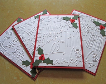 Christmas Thank You Cards, Holiday Thank You Cards, Embossed Thank You Notes, Thank You Christmas Card Set, Embossed Cards, Christmas Cards