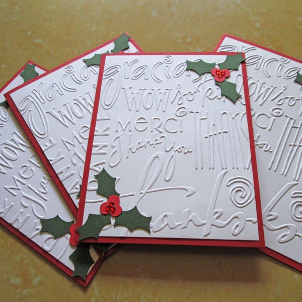 Christmas Thank You Cards, Holiday Thank You Cards, Embossed Thank You Notes, Thank You Christmas Card Set, Embossed Cards, Christmas Cards