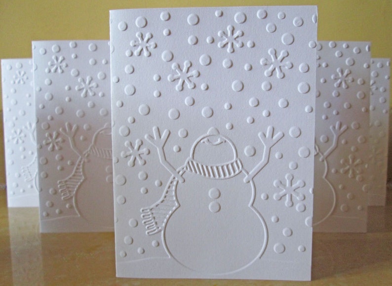Christmas Cards, Holiday Cards, Boxed Christmas Card Sets, Embossed Snowman, Merry Christmas, Xmas Cards image 4