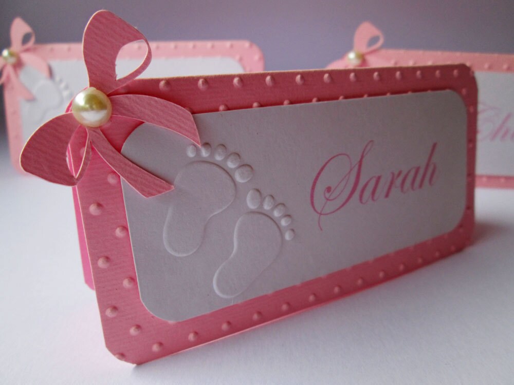 10 Personalized Pink Girl Baby Shower Place Cards Name Cards Etsy