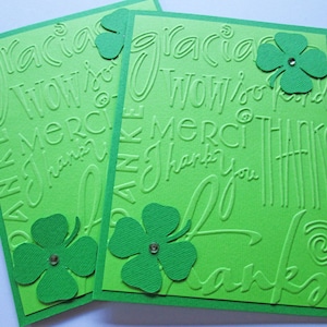 4 Tarjetas de día de San Patricio, Tarjetas de Agradecimiento Shamrock, Tarjetas Clover, Tarjetas Verdes, Tarjetas de Día de St. Pattys, Tarjetas Irlandesas