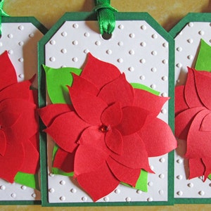 Poinsettia Christmas Gift Tags - Christmas Tags - Holiday Gift Tags - Christmas Gifts - Christmas Wrapping - Christmas Gift Wrap - Set of 5