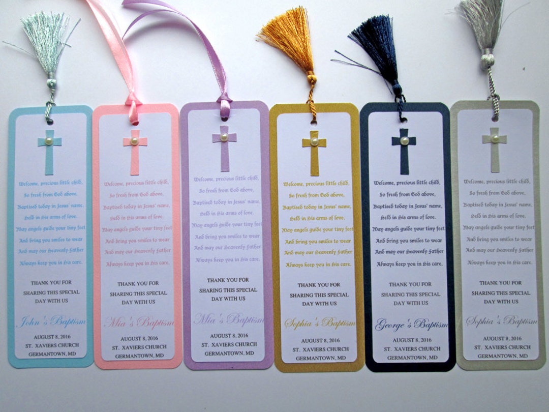 Baptism Bookmarks Personalized Christening Favors First Etsy