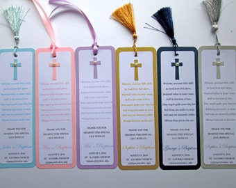 Baptism Bookmarks, Personalized Christening Favors, First Communion Favors, Baptism Favors, Baptism Decorations,  Baptism Gift- set of 20