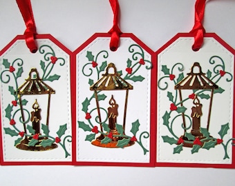 Lantern Christmas Gift Tags - Christmas Tags - Holiday Gift Tags - Christmas Gifts - Christmas Wrapping - Christmas Gift Wrap - Set of 5