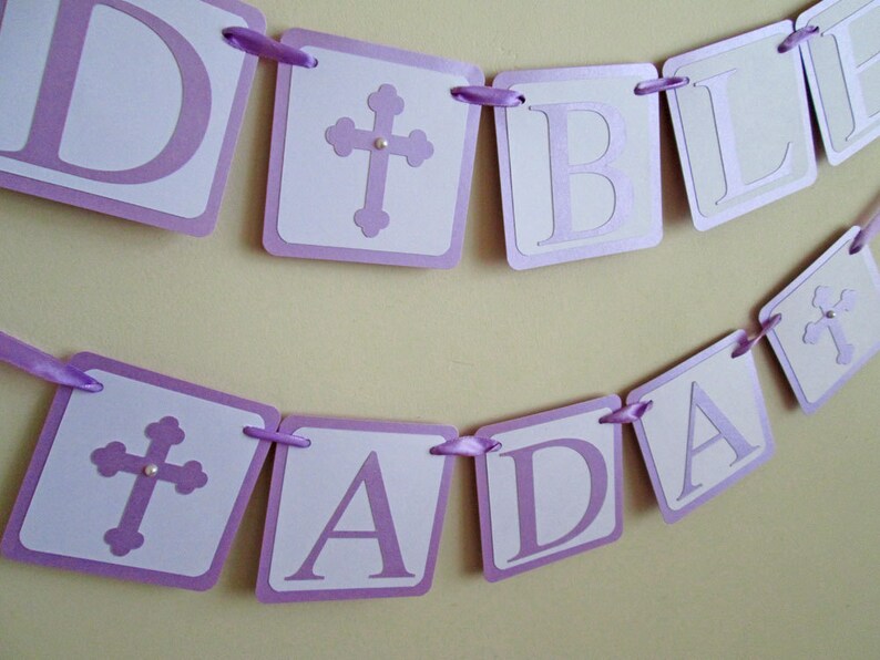 Lavender Baptism Banner Confirmation Christening Banner God Etsy