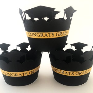 Graduation Cupcake Wrappers, Cupcake Liners, High School, College Graduation Party Decorations, Class of 2023 Wraps-24 image 6