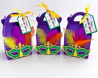 Mardi Gras Favor Box, Mardi Gras Party Decorations, Treat Box, Candy Box, Gift Box, Favor Bags, Personalized Favors, Kids, Baby Shower-10