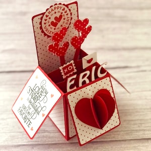 Valentinstag Pop Up Karte, Happy Valentines Day Box Karte, Geschenkkartenhalter, personalisiertes Geschenk für Freund, Freundin, Mann, Frau, sie, ihn