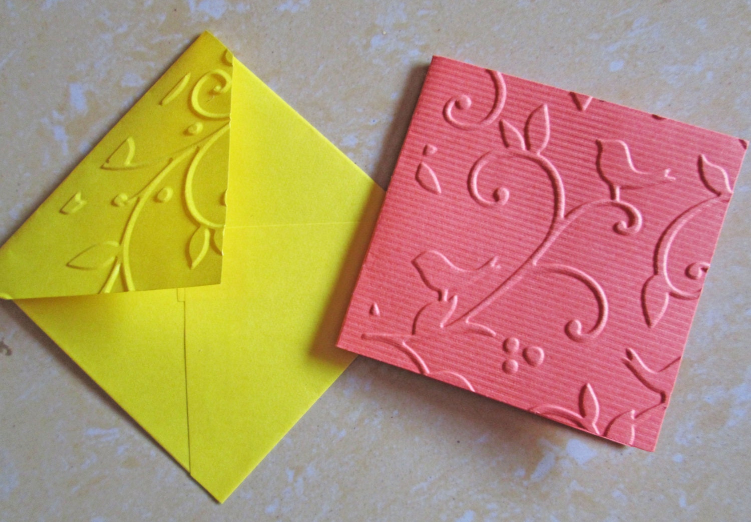 Blank Mini Embossed Card Set of 10 / Nature Note Card Set/ Thank You ...