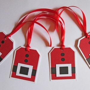 Santa Suit Christmas Gift Tags Christmas Tags Holiday Gift Tags Christmas Gifts Christmas Wrapping Christmas Gift Wrap Set of 6 image 3