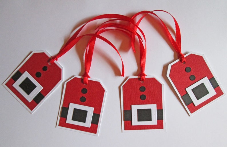 Santa Suit Christmas Gift Tags Christmas Tags Holiday Gift Tags Christmas Gifts Christmas Wrapping Christmas Gift Wrap Set of 6 image 3