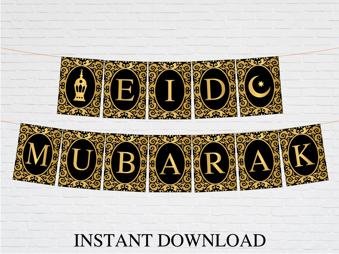 Eid Mubarak Banner Printable Happy Eid Banner Eid Party | Etsy