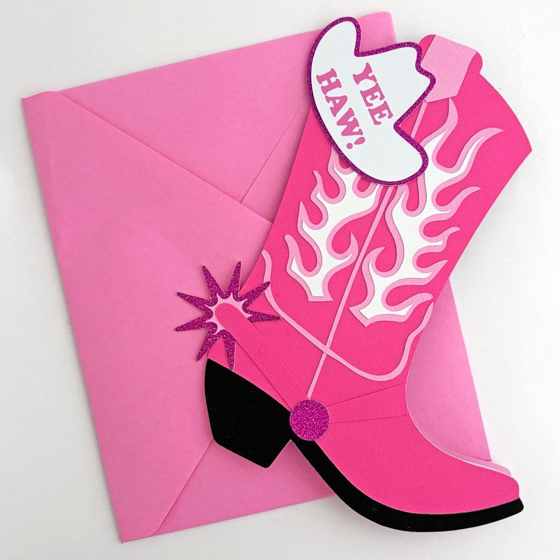 Roze Cowgirl uitnodiging, Cowgirl verjaardagsfeestje uitnodigt, Rodeo, Western uitnodigen, Disco kosmische ruimte thema, kleine Cowgirl baby shower 10 afbeelding 8