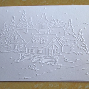 Cartes de Noël village - cartes de vœux - jeux de cartes de Noël en boîte - jeu de cartes de vœux - jeux de cartes joyeux Noël - cartes de Noël blanches