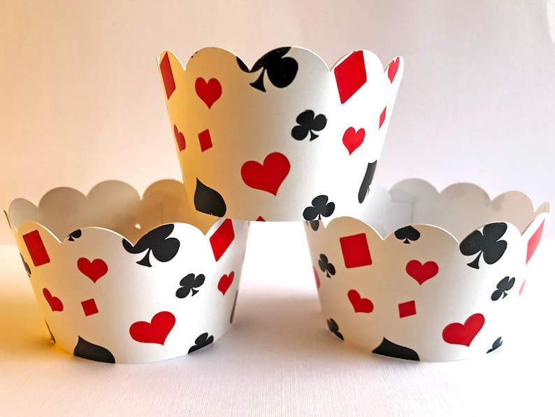 Casino Cupcake Wrappers Casino Cupcake Holders Casino Party Wedding Bachelor Party Poker Las Vegas Wrappers Set of 12