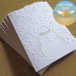 Christmas Cards, Holiday Cards, Boxed Christmas Card Sets, Embossed Snowman, Merry Christmas, Xmas Cards, US orders DDP included