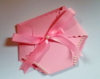 Diaper Baby Shower Invitations, Pink Girl New Baby Announcements, Pearl Invites, Set of 10