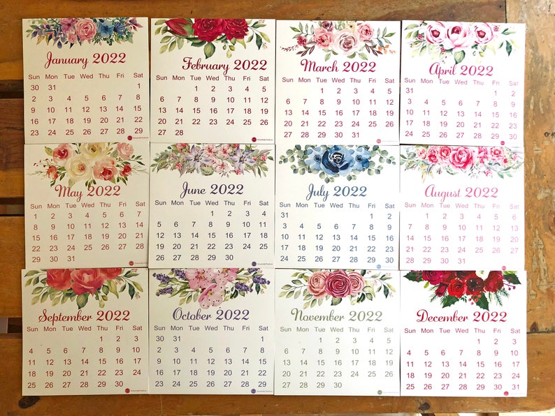 2024 Monthly Floral Desk Calendar, Office Decor, Desk Accessory, New Year Christmas Gift With Wooden Easel Stand image 9