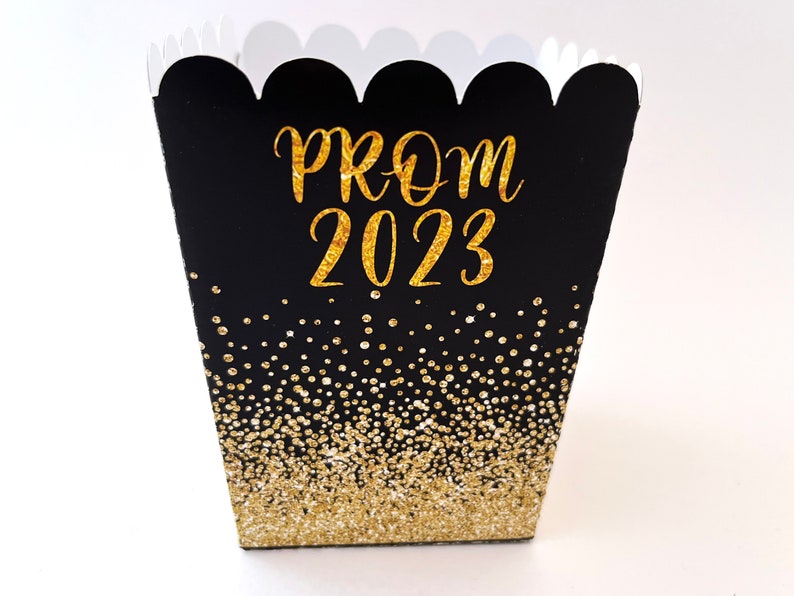 Prom Popcorn Boxes, Prom Party, Prom Night 2024 Popcorn Treat Bags, Favor Boxes, Graduation Party Decorations, Class of 2024, Set of 10 image 3