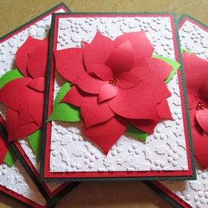 Poinsettia Christmas Card Set, Handmade Holiday Cards