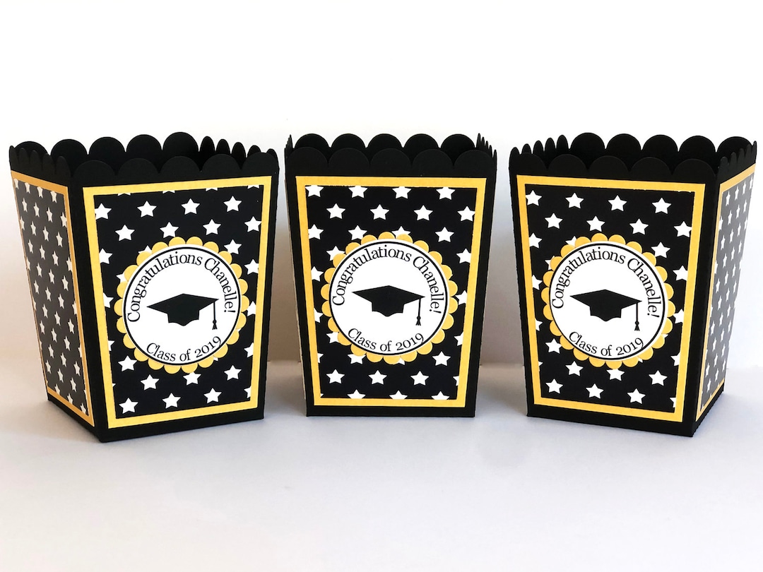 Snack Container Graduation Graduation Party Popcorn Boxes, Popcorn Treat Bags, Custom Party Favors ...