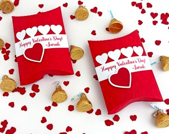 Valentines Day Pillow Boxes, Valentine Gift Box for Her, Classroom Valentine, Party Favor Boxes, Kids School Valentine Treat Box, Candy Box