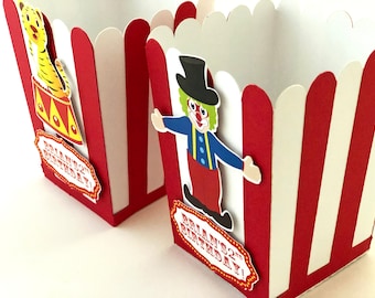 Circus Popcorn Boxes, Carnival Favor Boxes, Circus Birthday Party Decorations,  Treat Bags, Candy Box-10