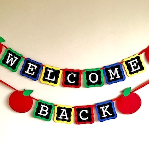 Welcome Back Banner, Welcome Banner, First Day of School, Teacher Banner, Classroom Banner, Back To School Decor,  Sign, Apple Photo Prop