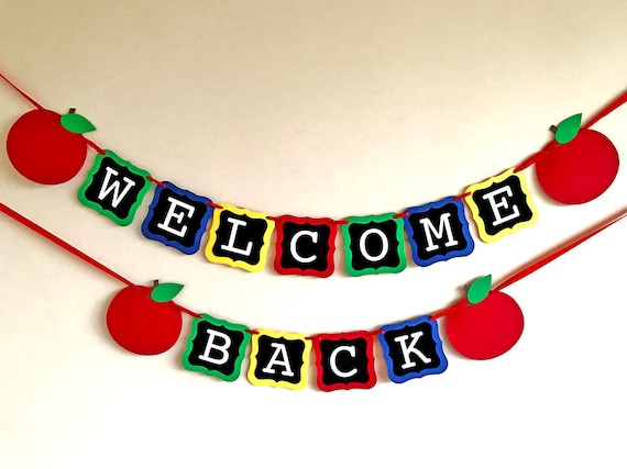 Welcome Back Banner, Welcome Banner, First Day of School, Teacher Banner, Classroom Banner, Back To School Decor,  Sign, Apple Photo Prop