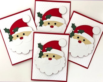 Santa Christmas Cards, Holiday Cards, Boxed Christmas Card Sets, Embossed Santa Claus Cards, Merry Christmas, Xmas Cards Pack